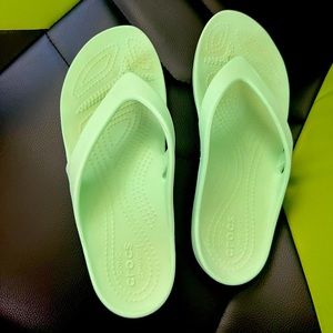 Mint green crocs sandals flip flops